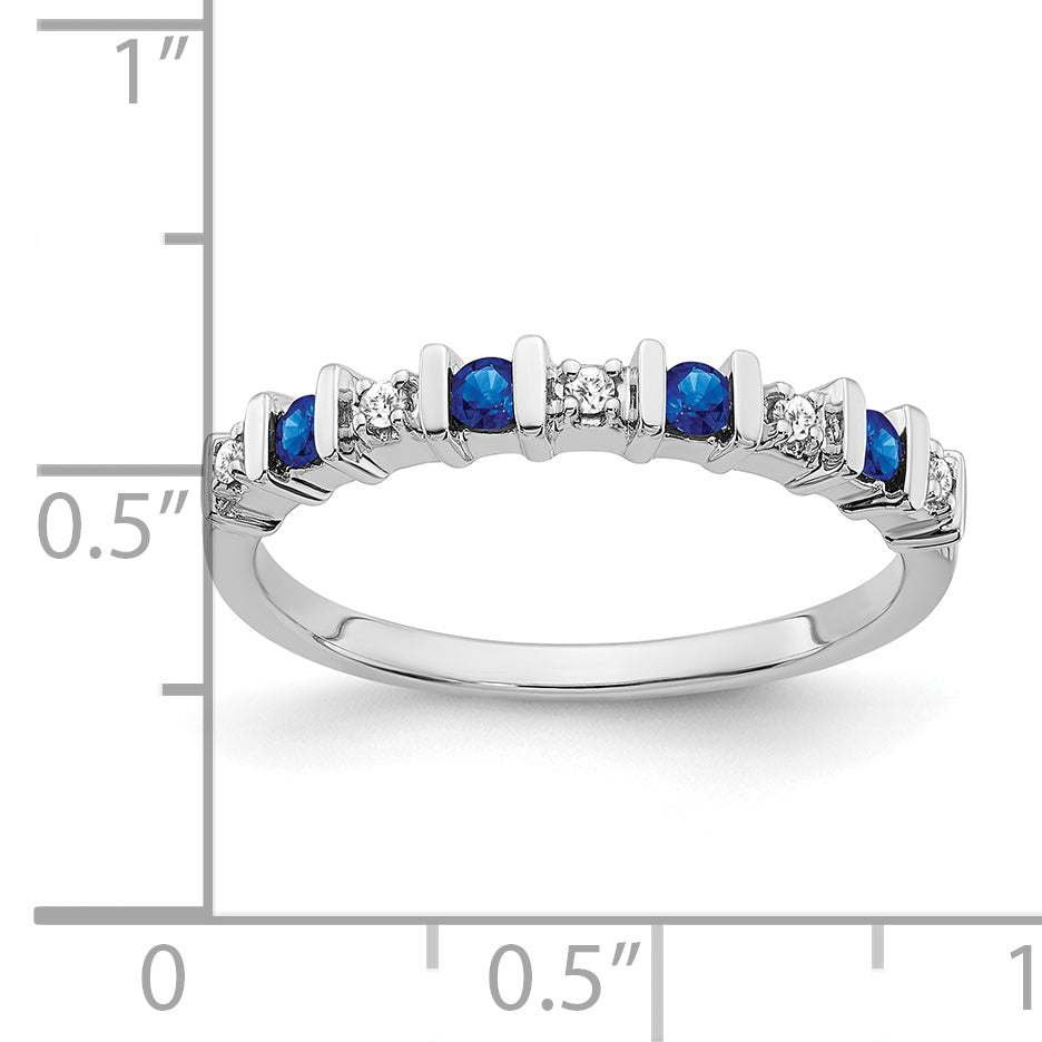 14k White Gold Sapphire and Diamond Band
