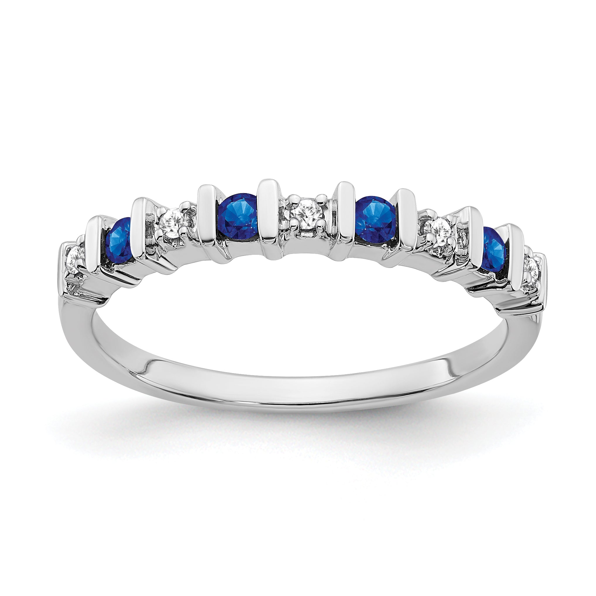 14k White Gold Sapphire and Diamond Band Main image