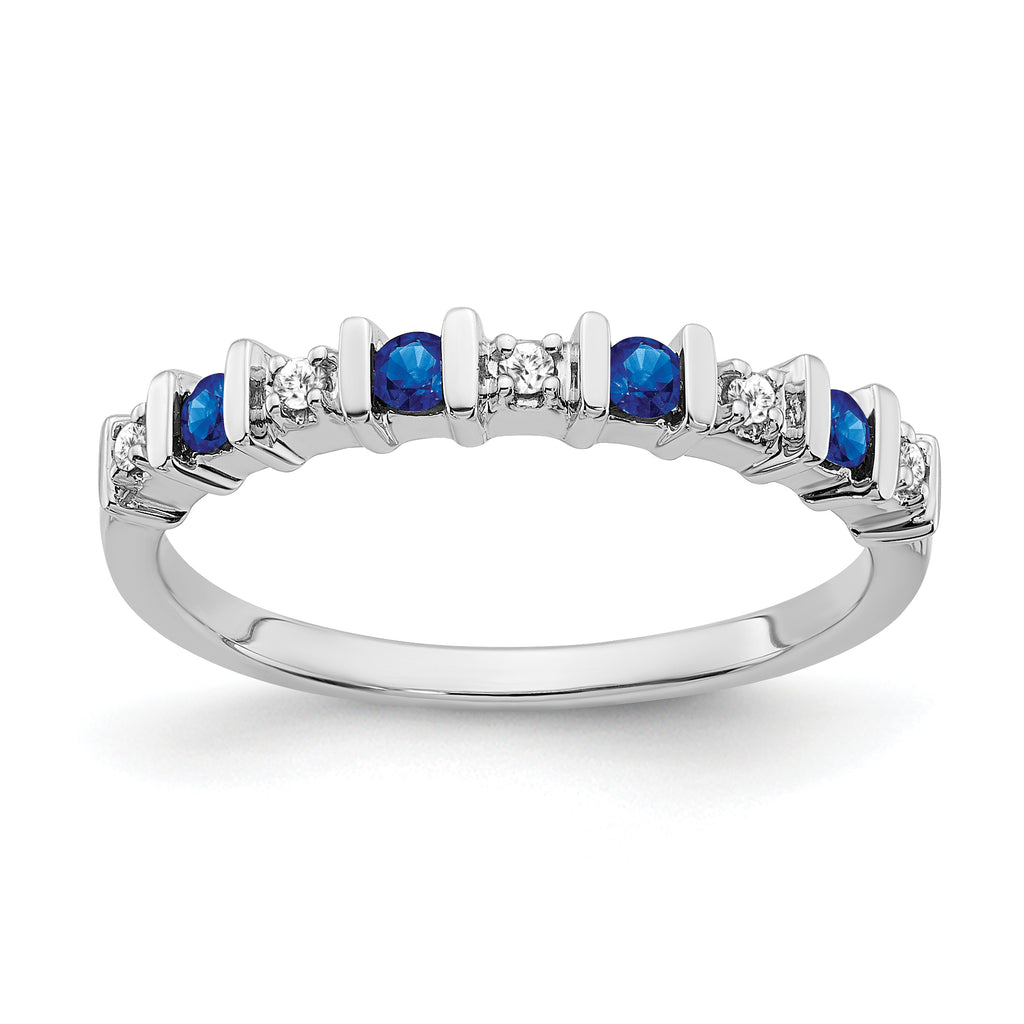 14k White Gold Sapphire and Diamond Band