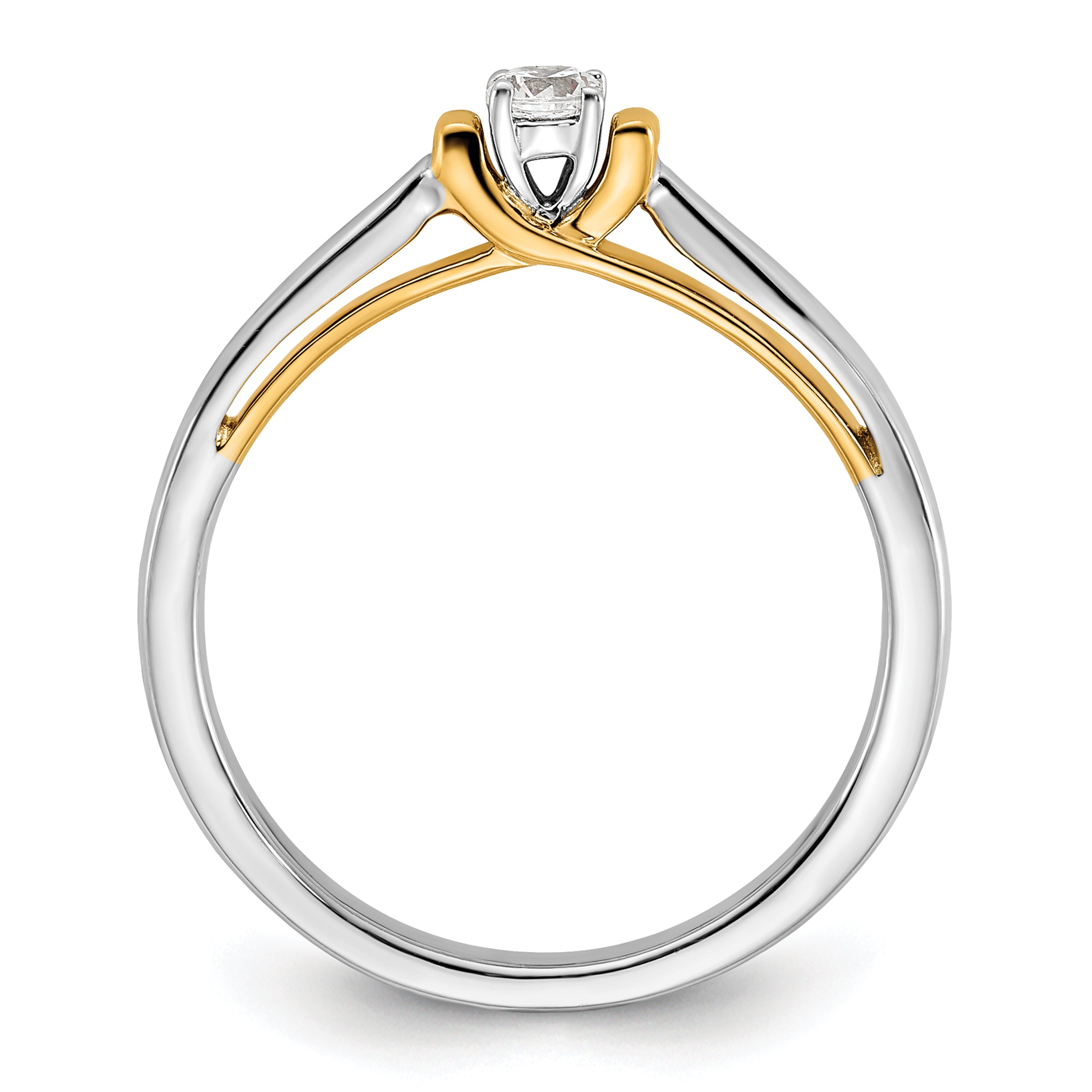 14k Two-tone 1/8 carat Lab Grown Diamond VS/SI+ G+ Complete Petite Engagement Ring Secondary image