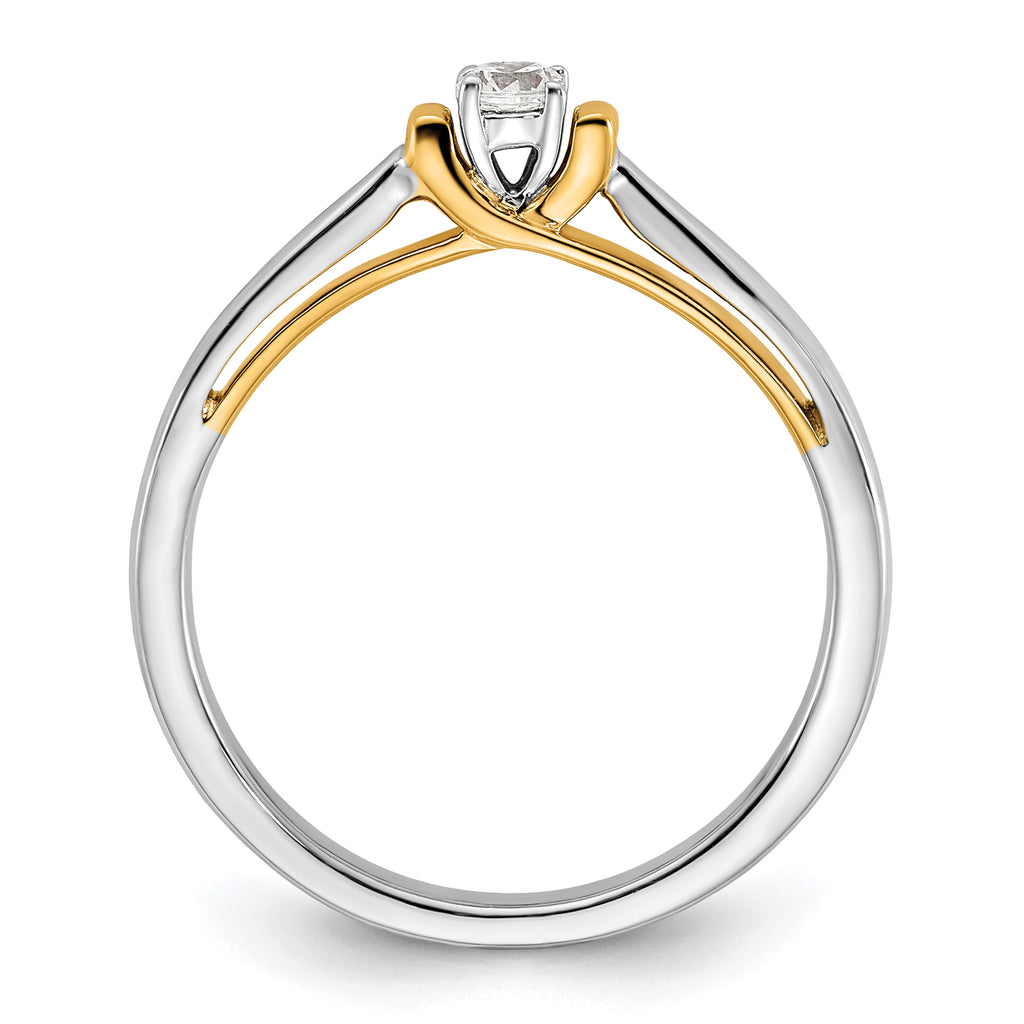 14k Two-tone 1/8 carat Lab Grown Diamond VS/SI+ G+ Complete Petite Engagement Ring