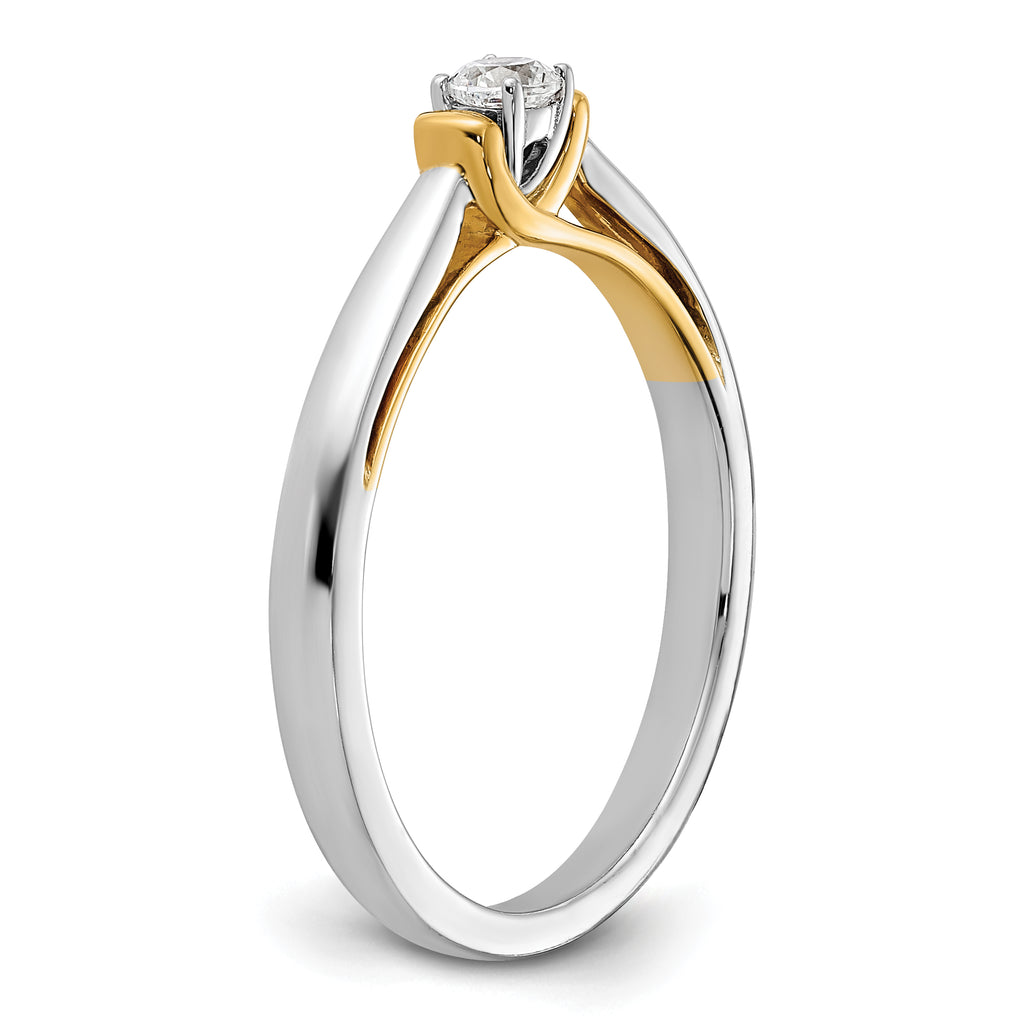 14k Two-tone 1/8 carat Lab Grown Diamond VS/SI+ G+ Complete Petite Engagement Ring