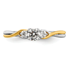 14k Two-tone 1/3 carat Lab Grown Diamond VS/SI+ G+ Complete Petite Engagement Ring