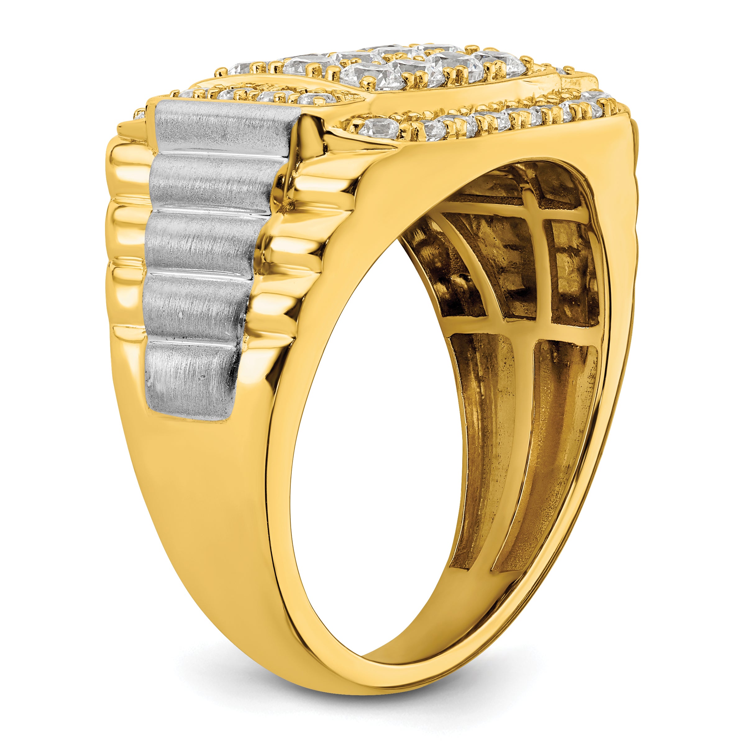 14k Two-Tone 1 3/8 carat Lab Grown Diamond VS/SI+ G+ Men's Ring