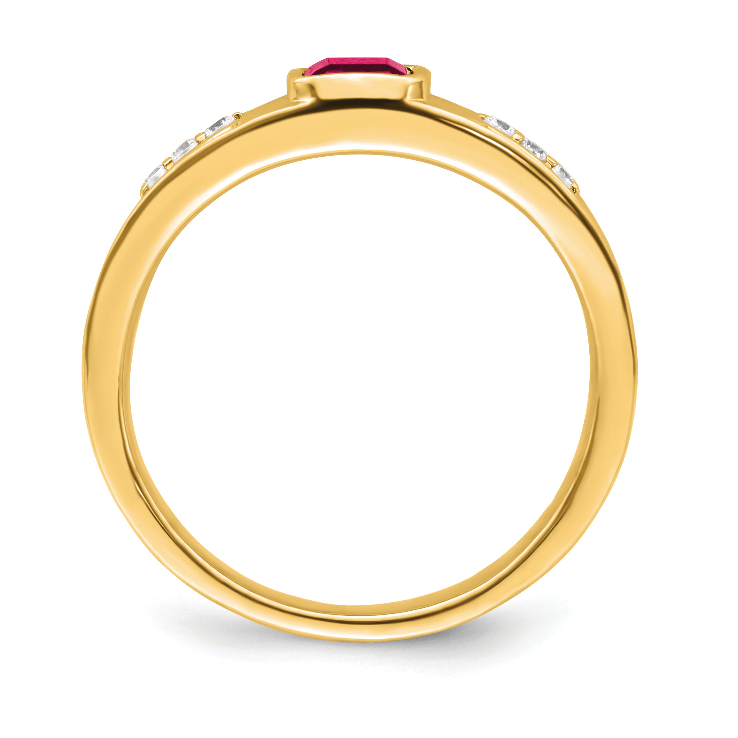 14k Created Ruby and Diamond Mens Ring Secondary image