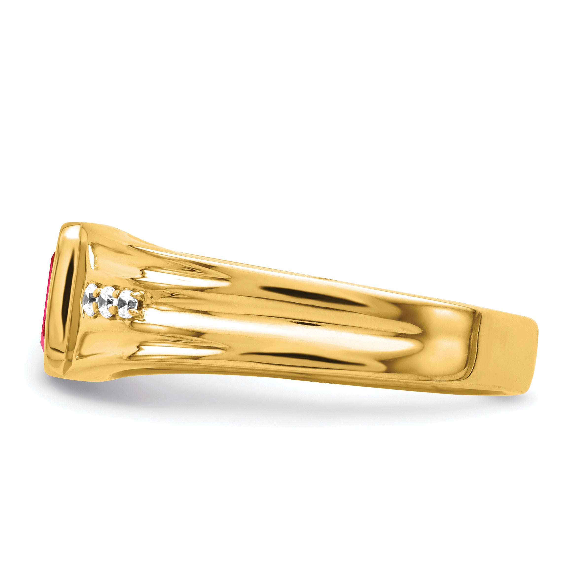 14k Created Ruby and Diamond Mens Ring