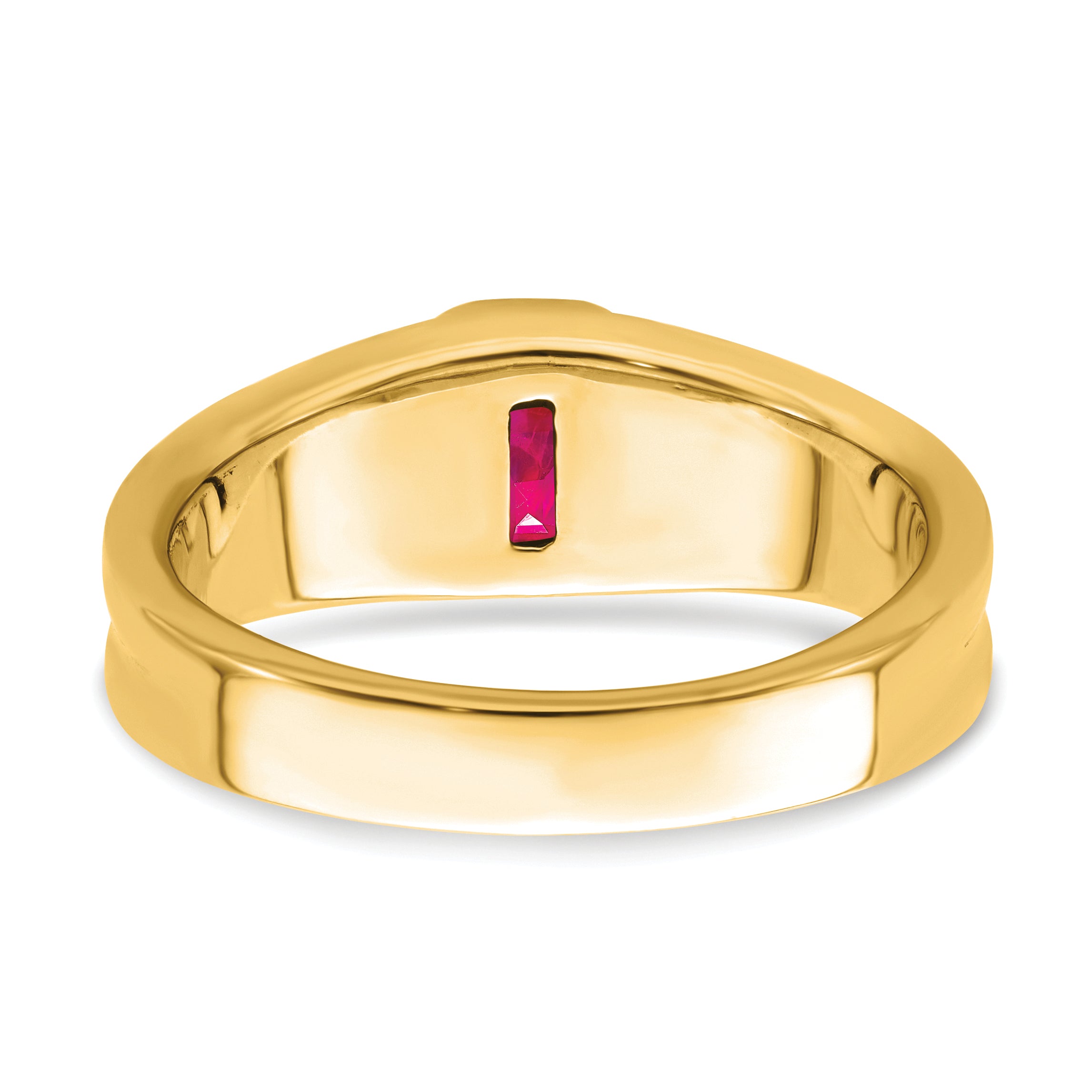 14k Created Ruby and Diamond Mens Ring