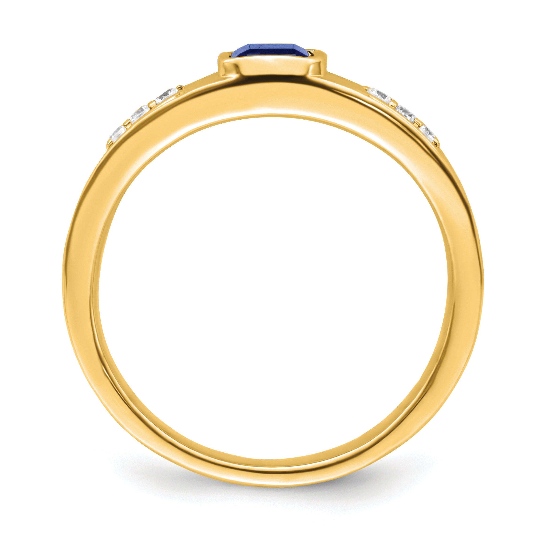 14k Created Sapphire and Diamond Mens Ring Secondary image