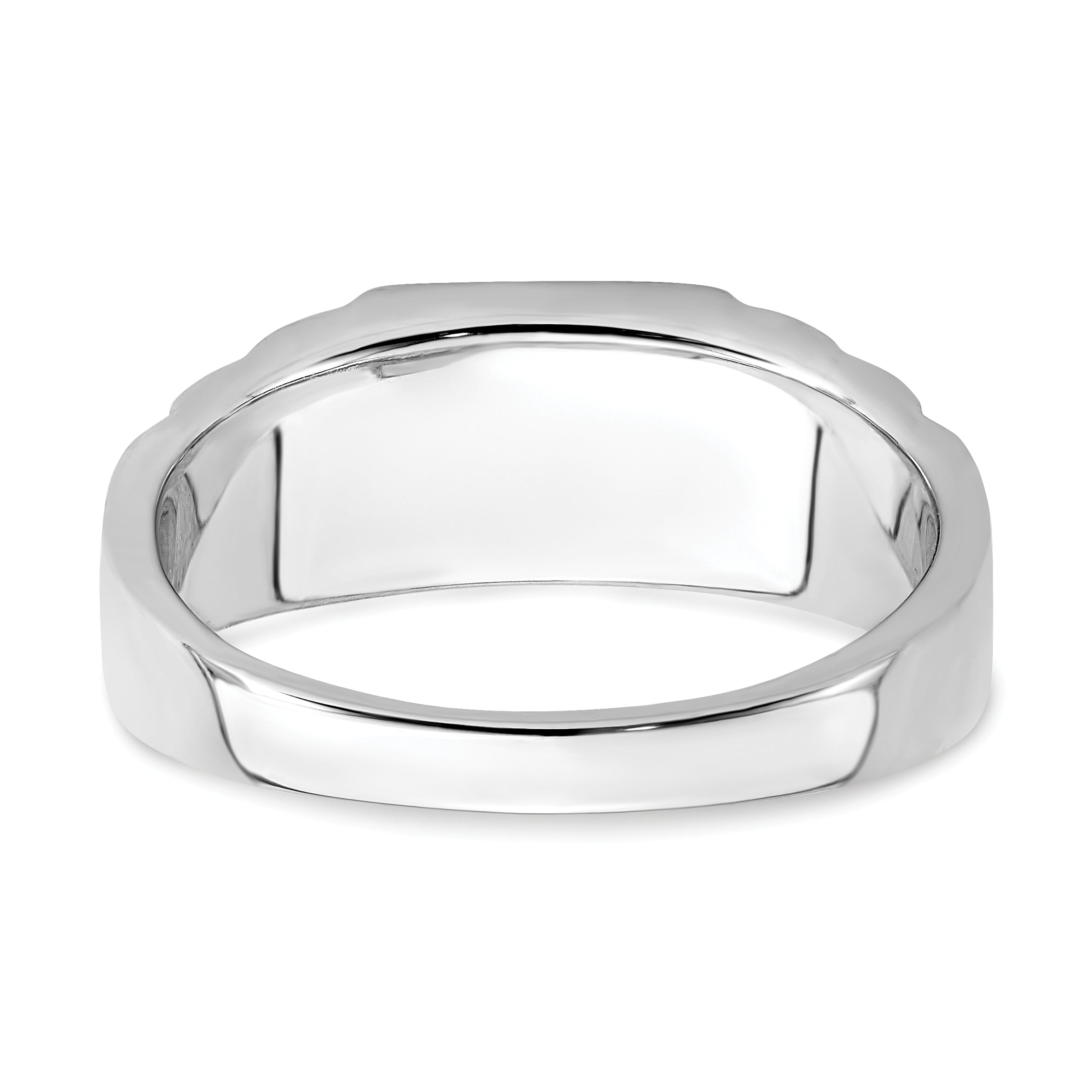 14k Two-tone Created Sapphire and Diamond Mens Ring