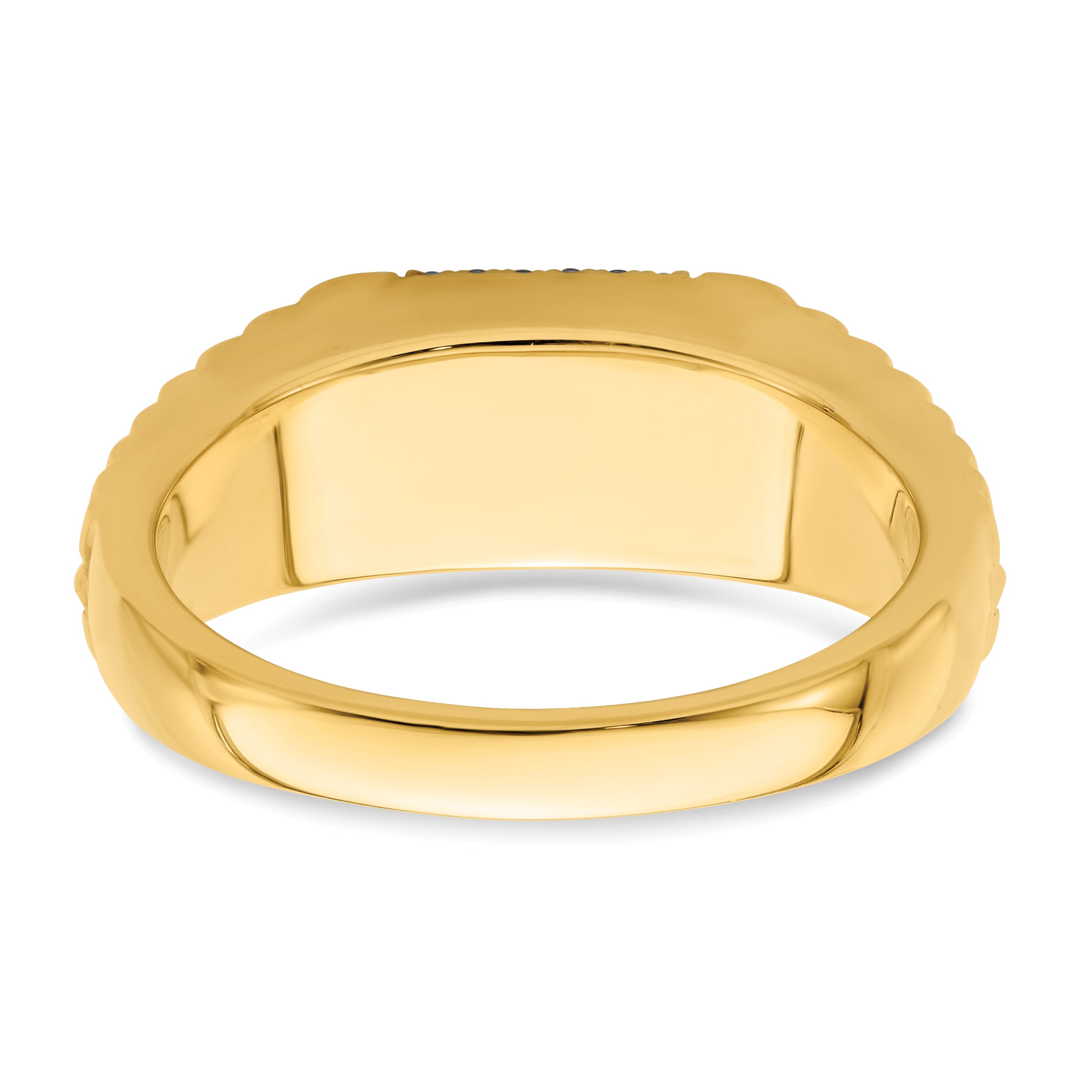 14k Square Sapphire and Diamond Mens Ring