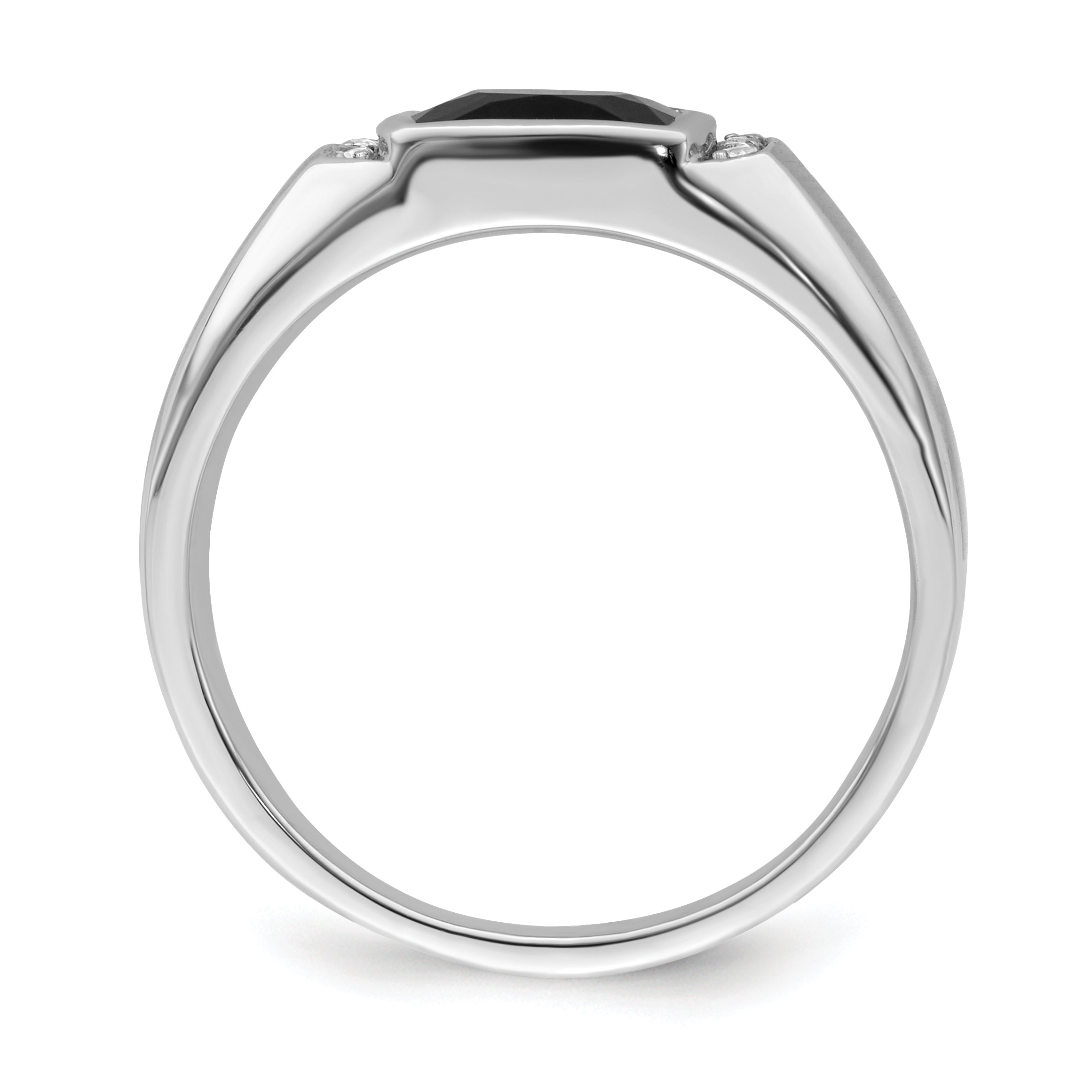 14k White Gold Onyx and Diamond Mens Ring Secondary image