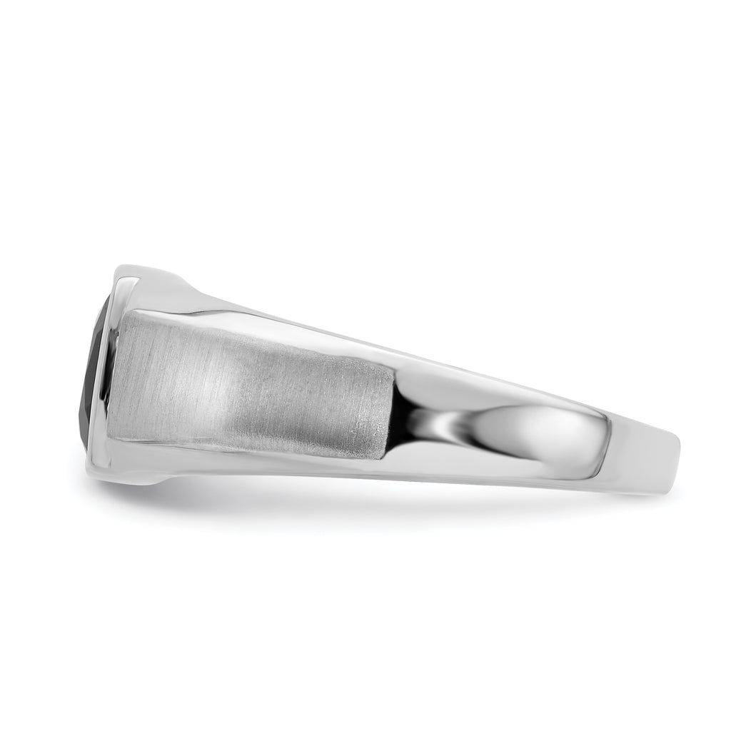14k White Gold Onyx and Diamond Mens Ring