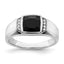 14k White Gold Onyx and Diamond Mens Ring