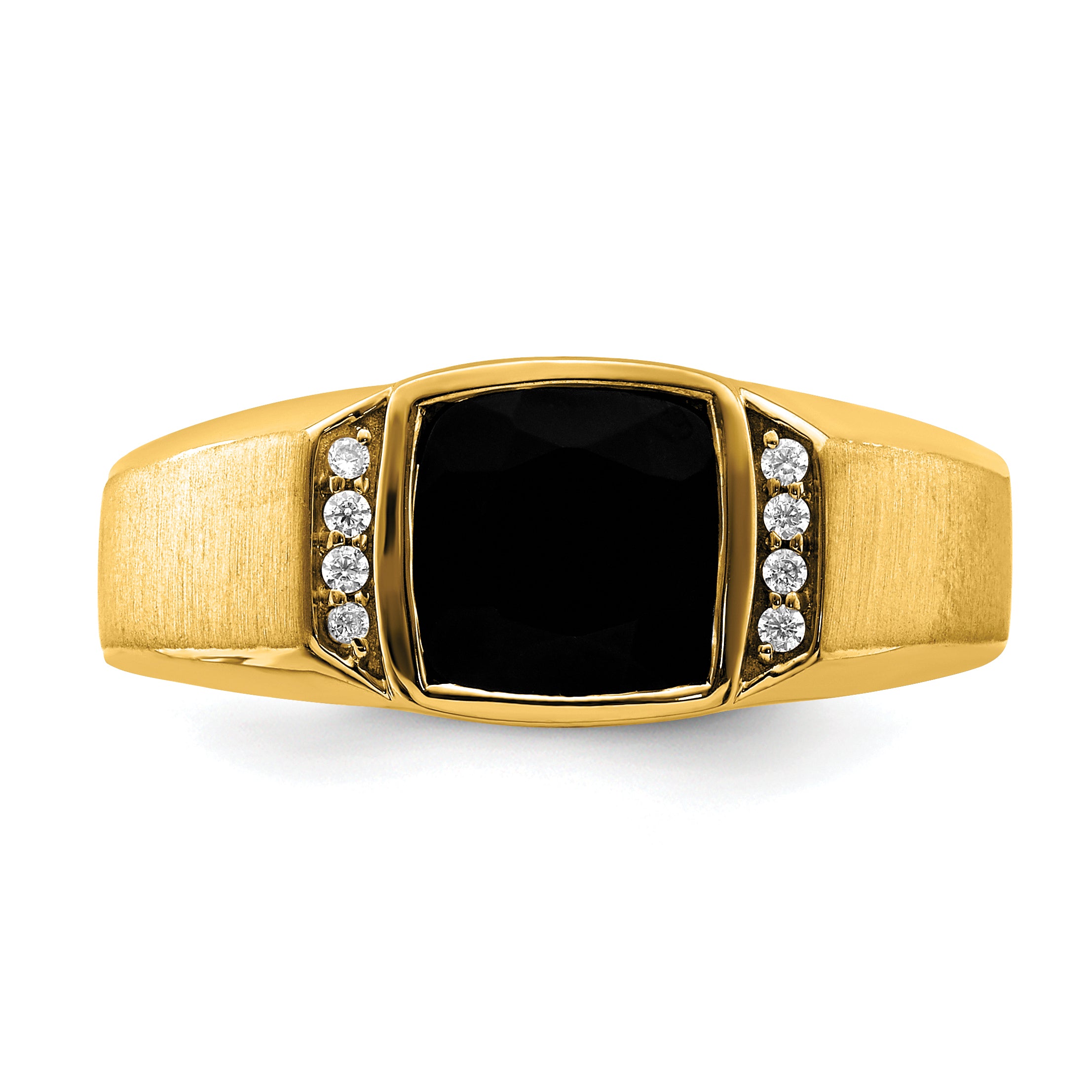 14k Onyx and Diamond Mens Ring