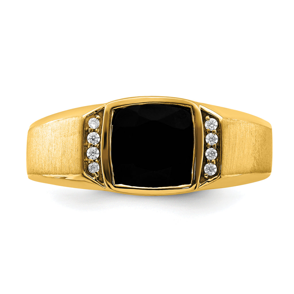 14k Onyx and Diamond Mens Ring