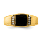 14k Onyx and Diamond Mens Ring