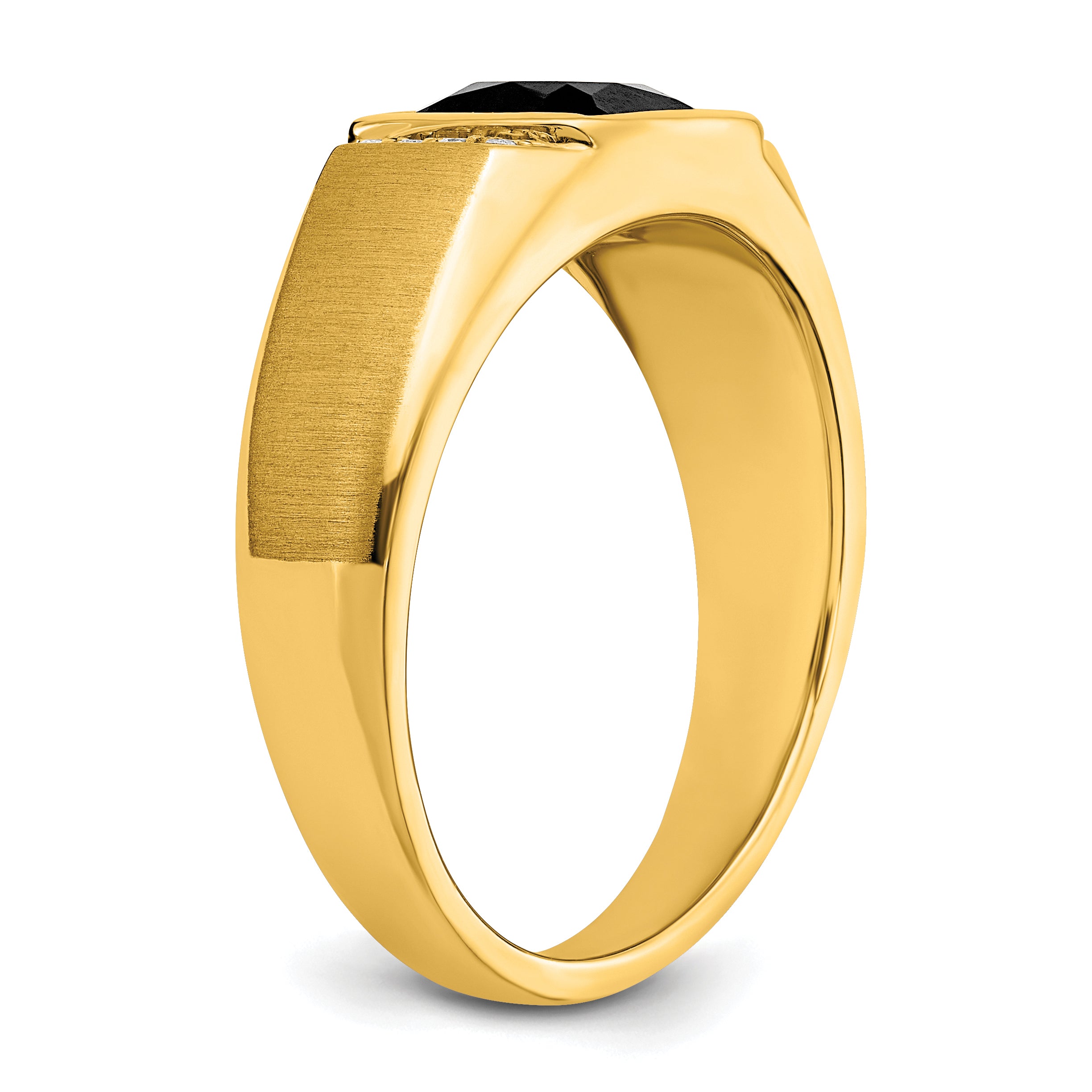 14k Onyx and Diamond Mens Ring