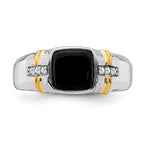 14k Two-tone Onyx and Diamond Mens Ring
