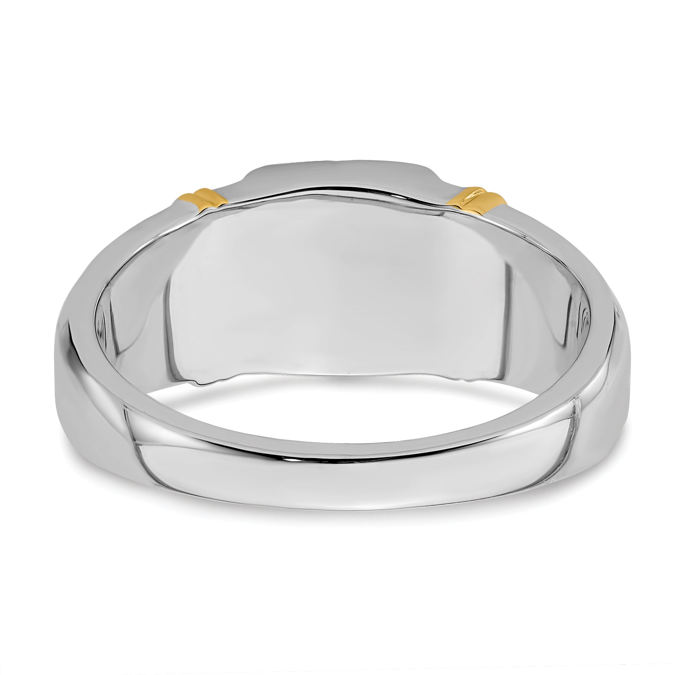 14k Two-tone Onyx and Diamond Mens Ring