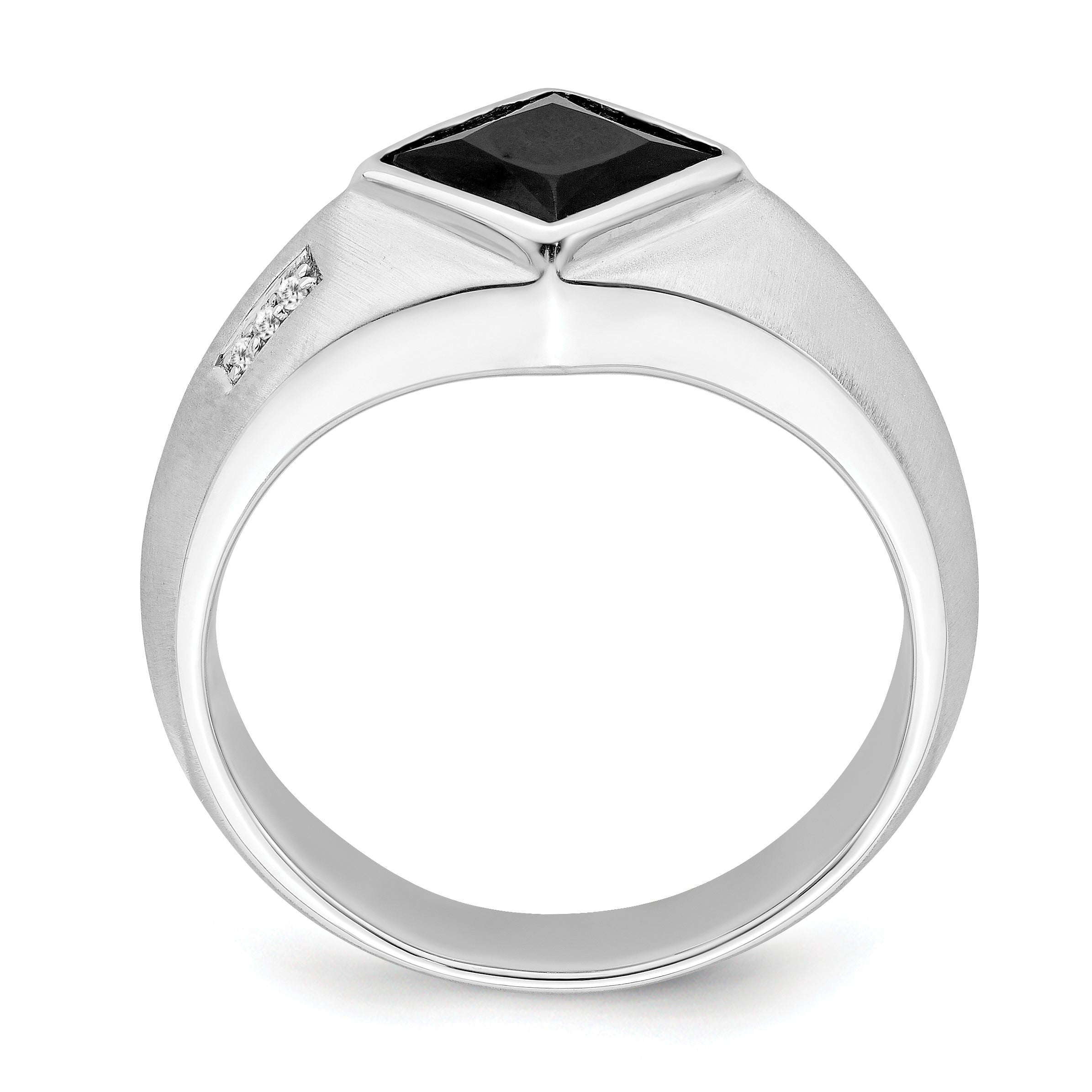 14k White Gold Onyx and Diamond Mens Ring Secondary image