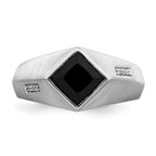 14k White Gold Onyx and Diamond Mens Ring