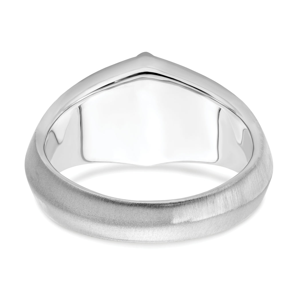 14k White Gold Onyx and Diamond Mens Ring