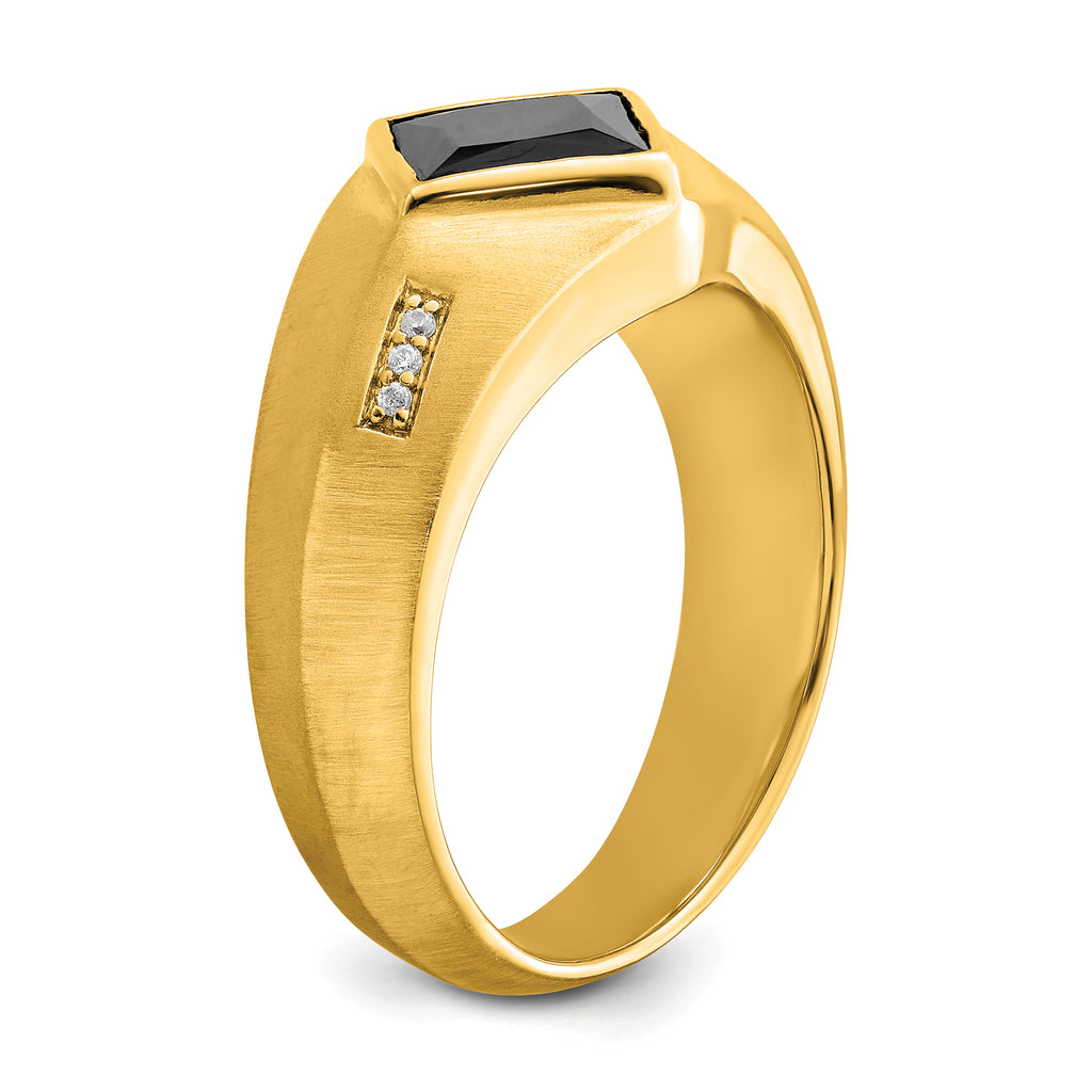 14k Onyx and Diamond Satin Mens Ring