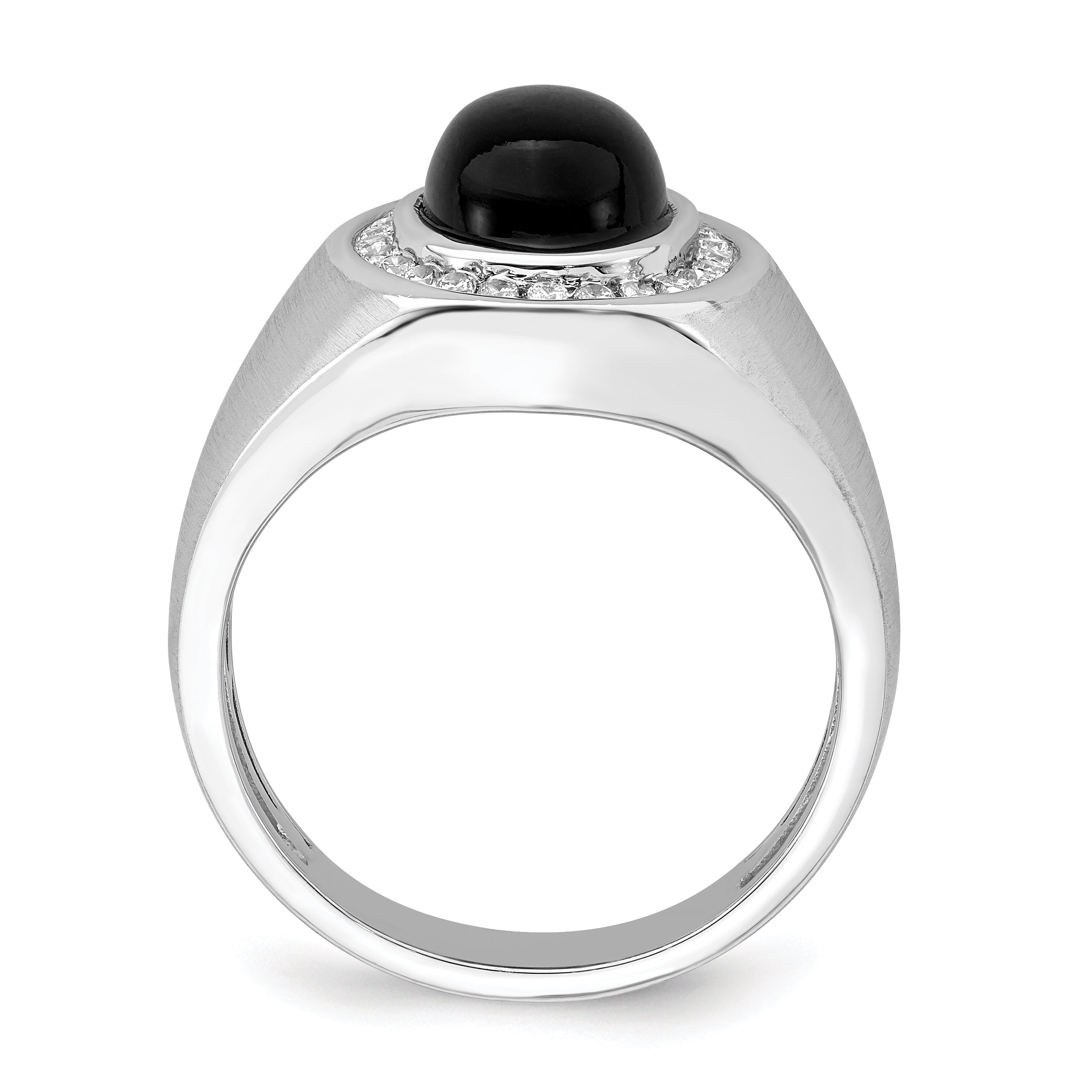 14k White Gold Oval Onyx and Diamond Mens Ring Secondary image
