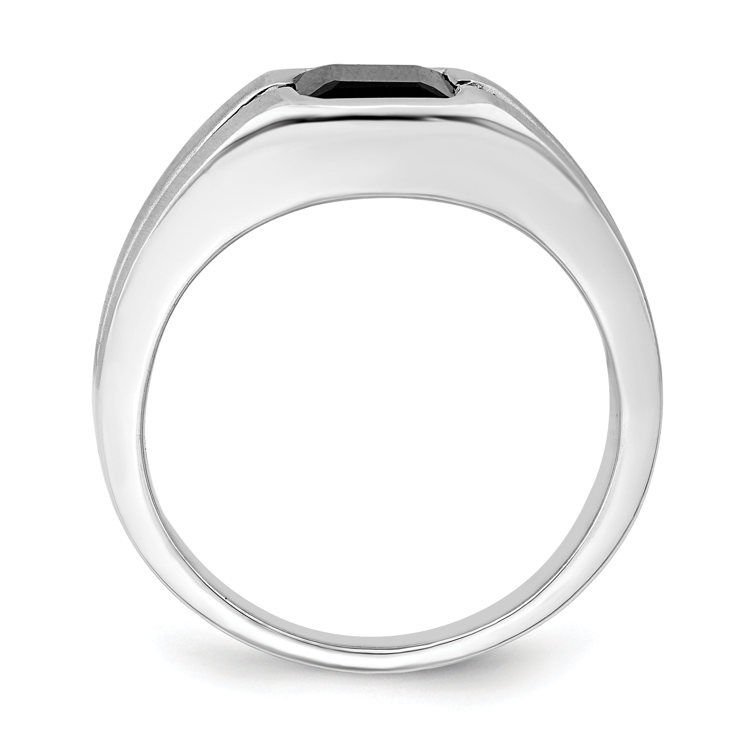 14k White Gold Onyx and Diamond Mens Ring Secondary image