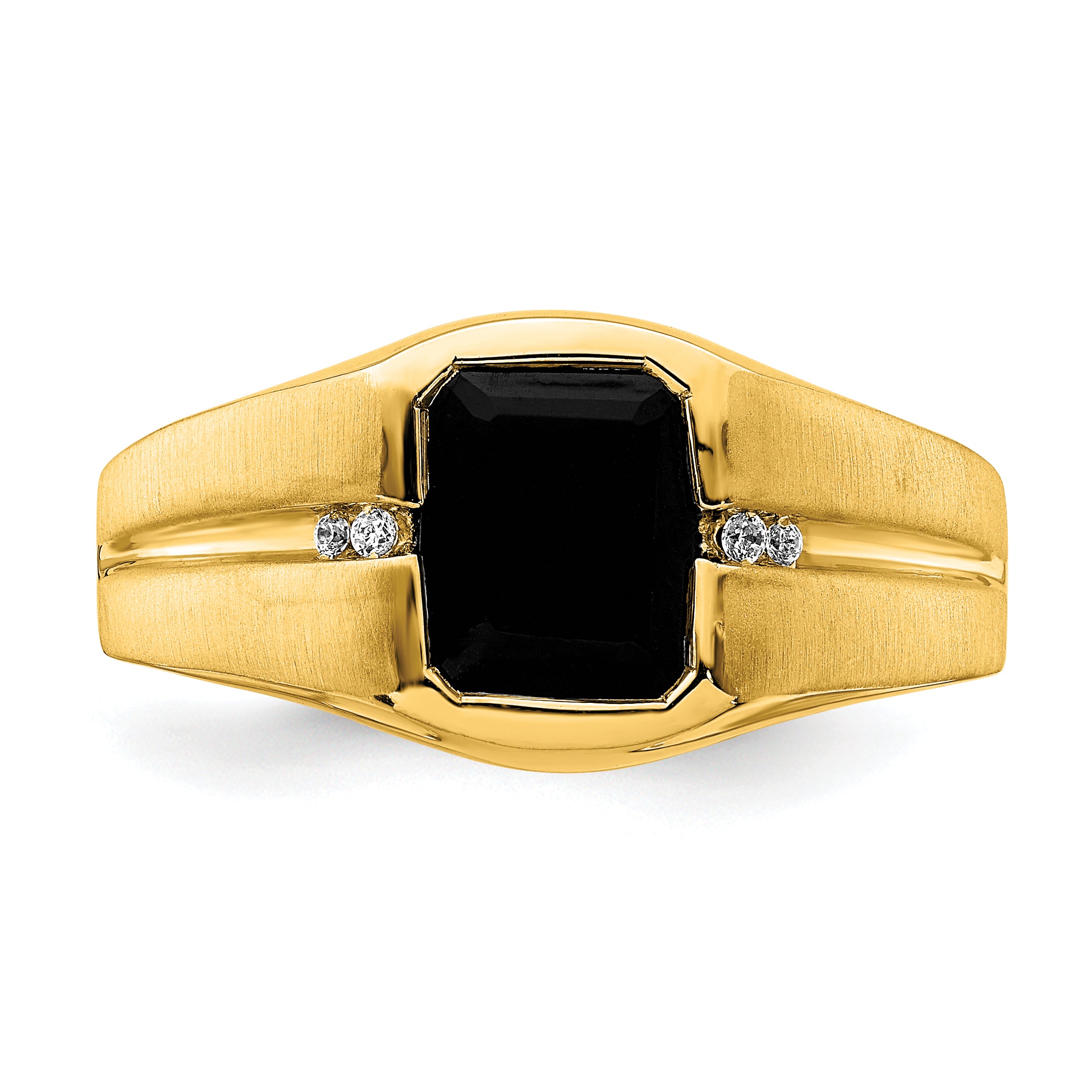 14k Onyx and Diamond Mens Ring