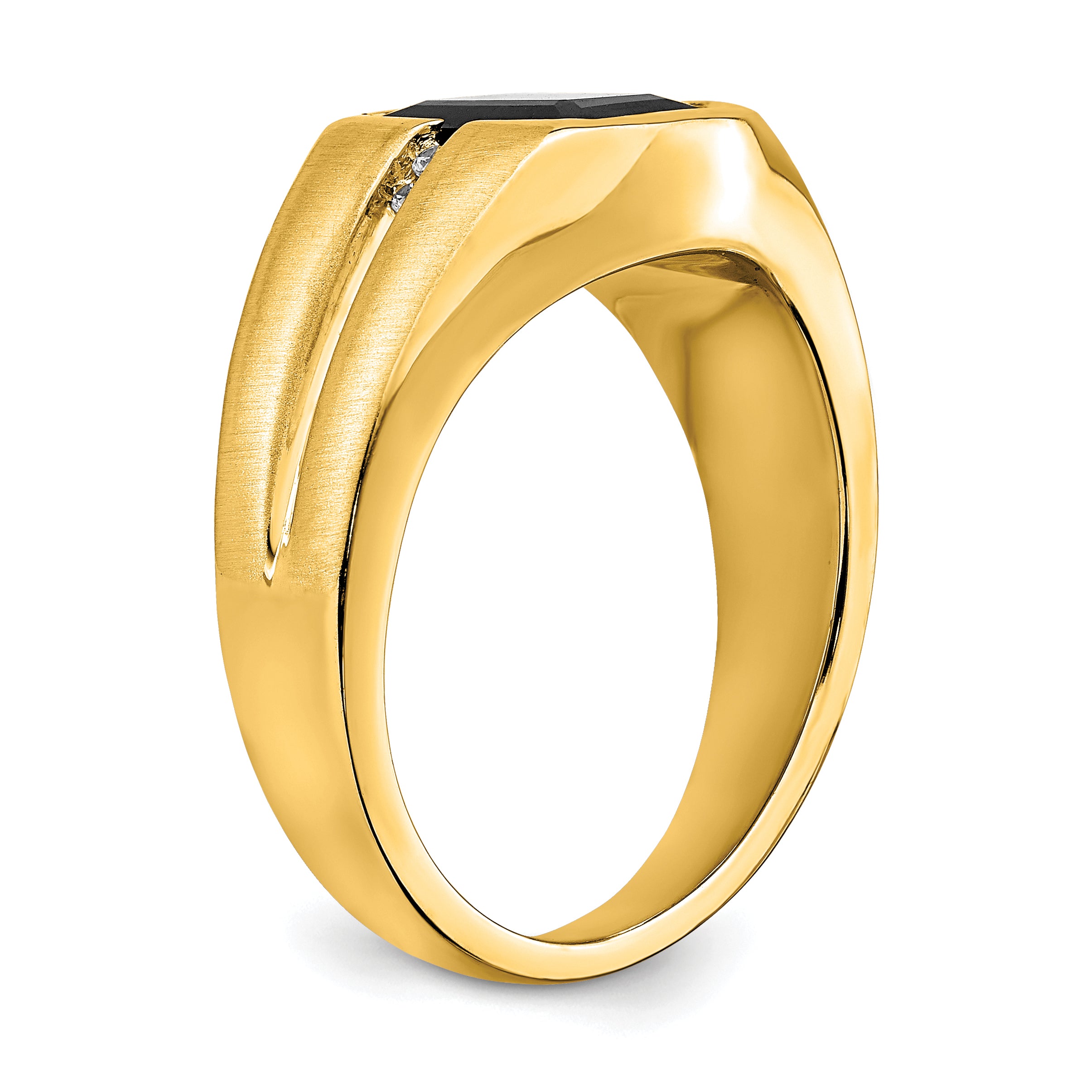 14k Onyx and Diamond Mens Ring