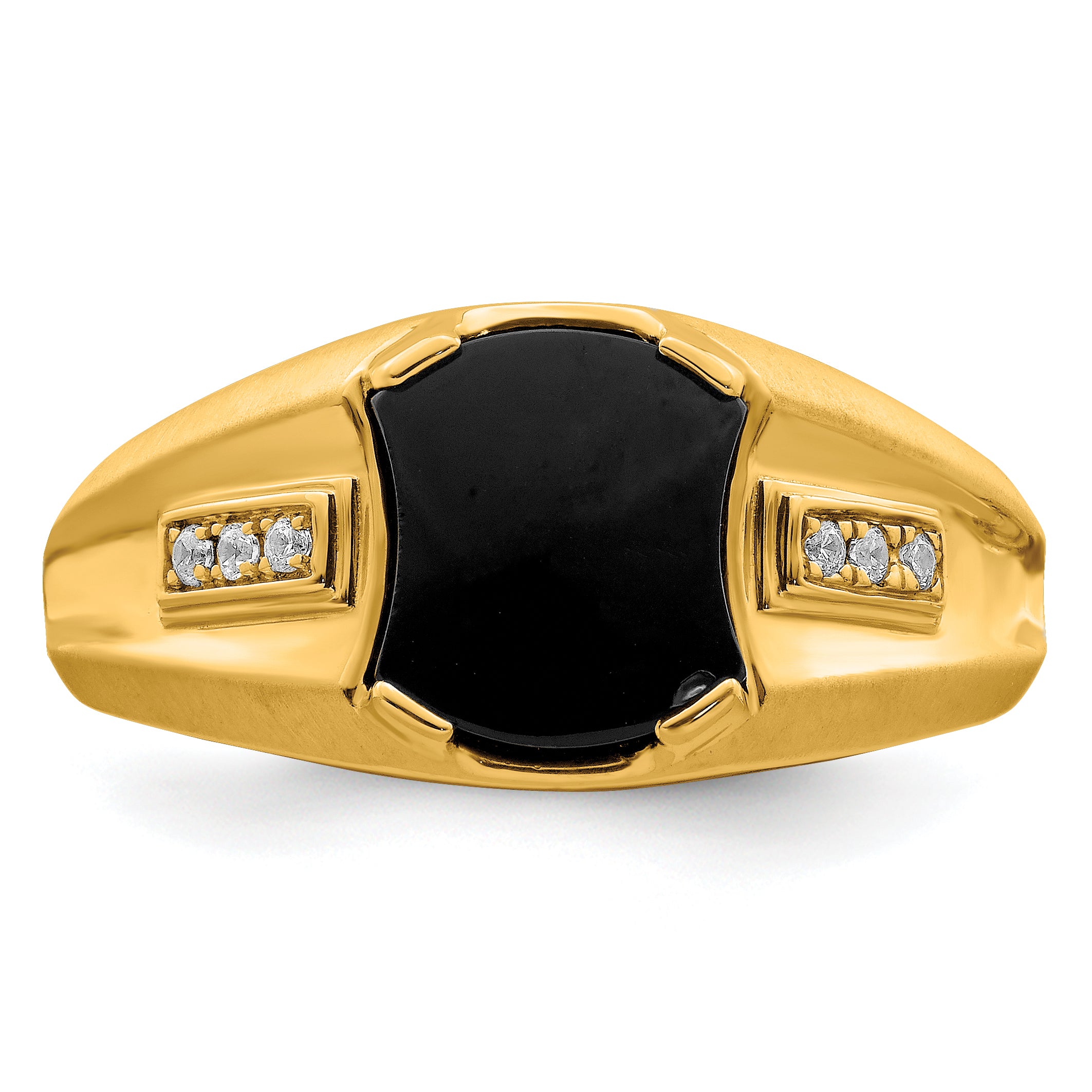 14k Onyx and Diamond Mens Ring