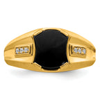 14k Onyx and Diamond Mens Ring