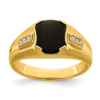14k Onyx and Diamond Mens Ring