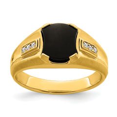 14k Onyx and Diamond Mens Ring