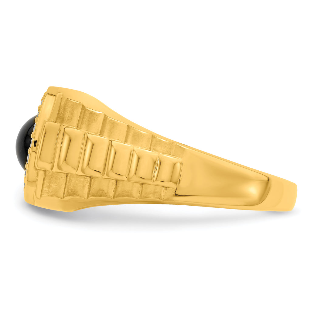 14k Onyx and Diamond Mens Ring