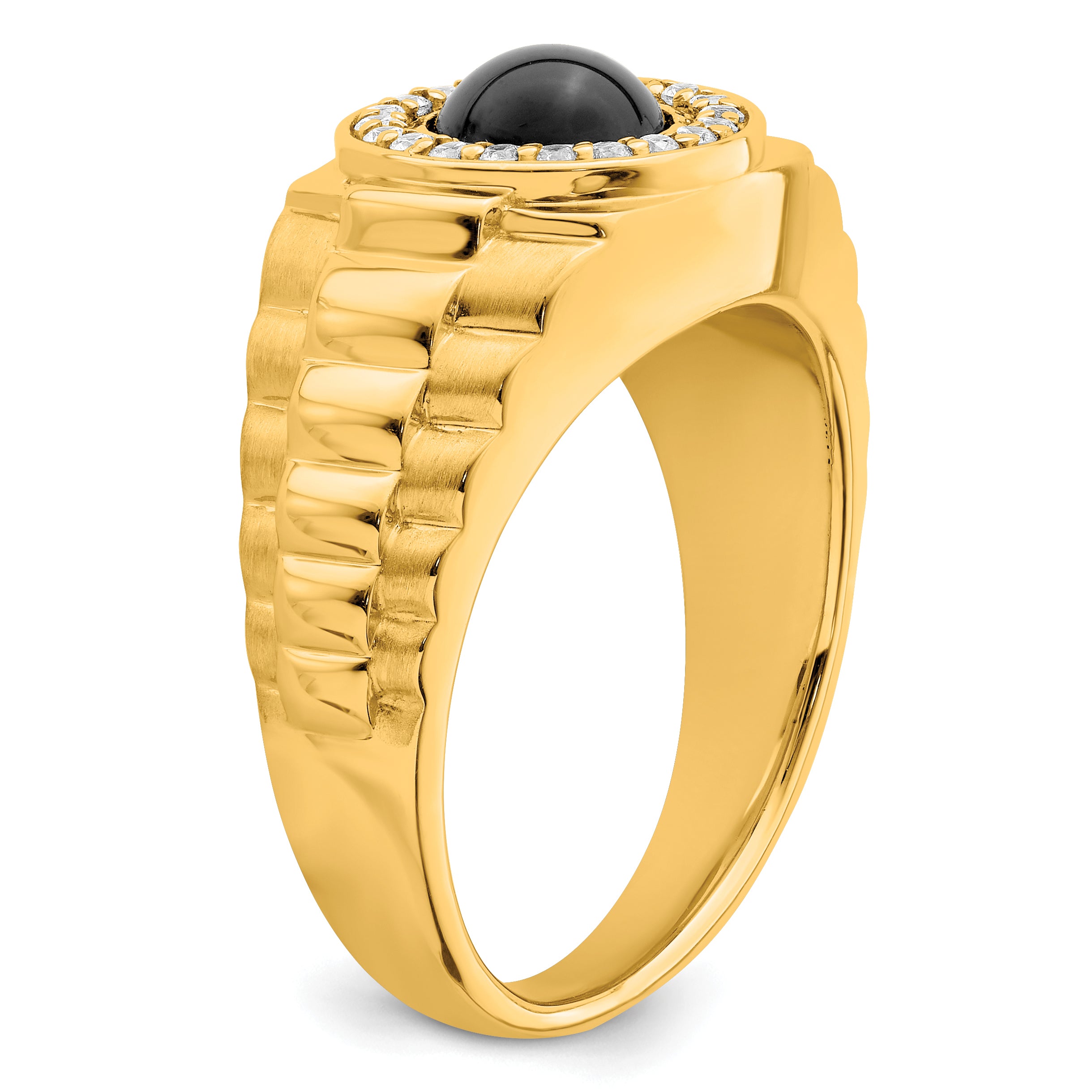 14k Onyx and Diamond Mens Ring