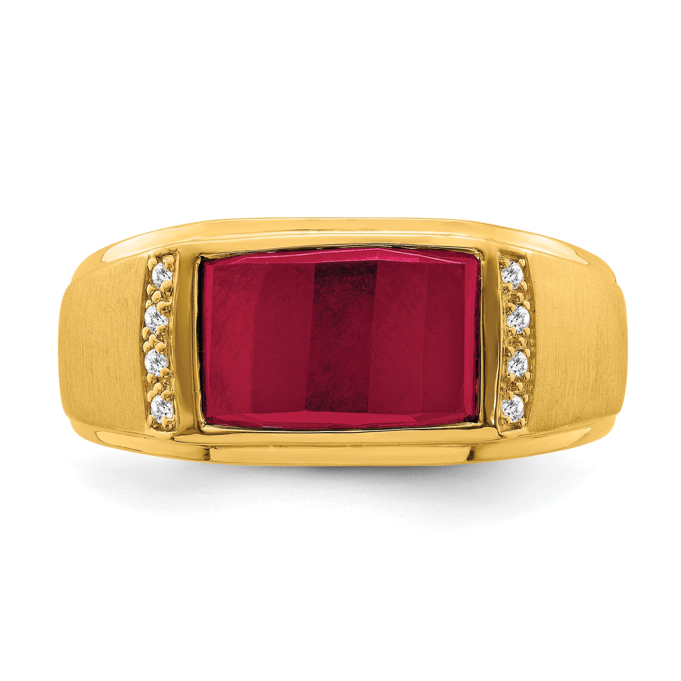 14k Created Ruby and Diamond Mens Ring