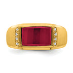 14k Created Ruby and Diamond Mens Ring