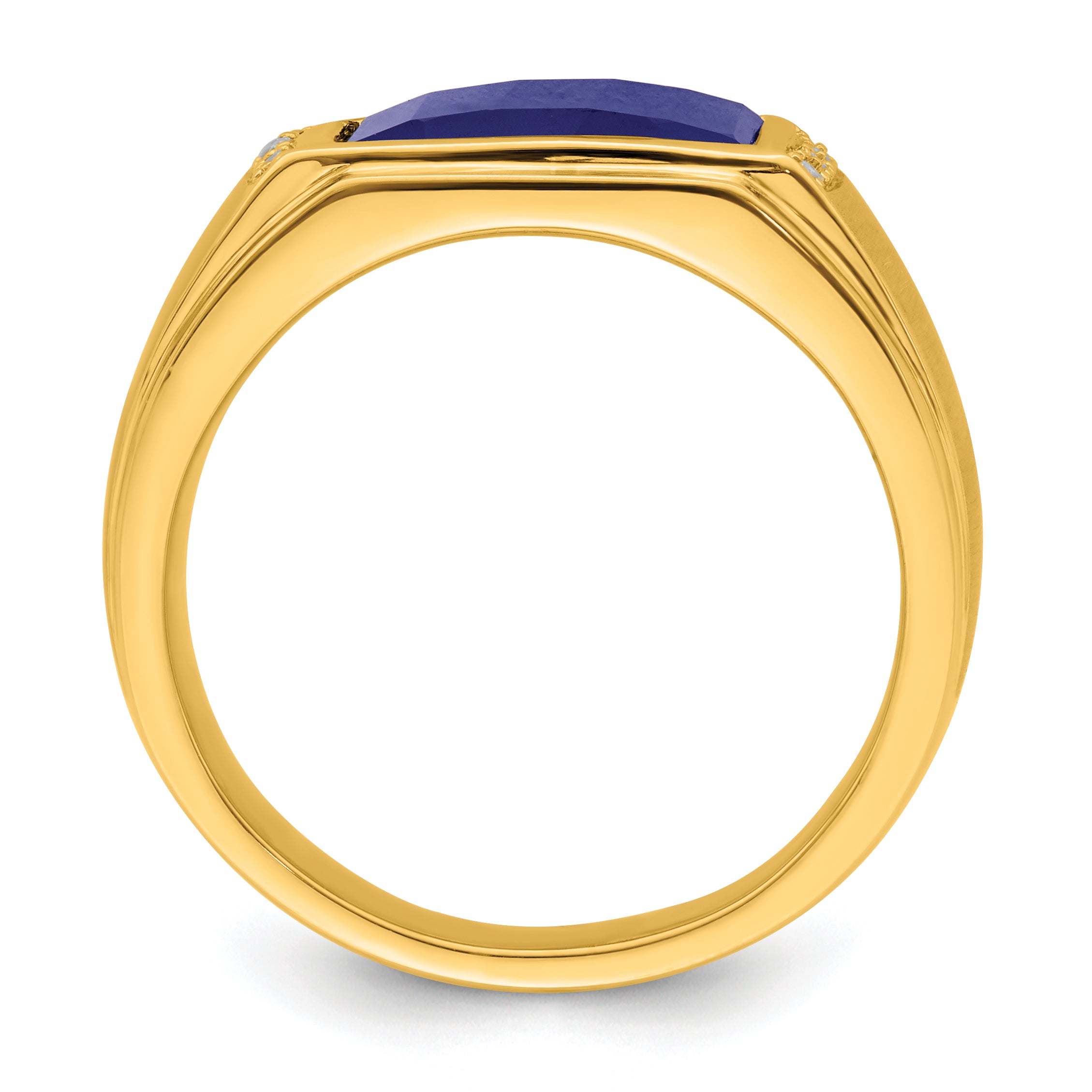 14k Created Sapphire and Diamond Mens Ring