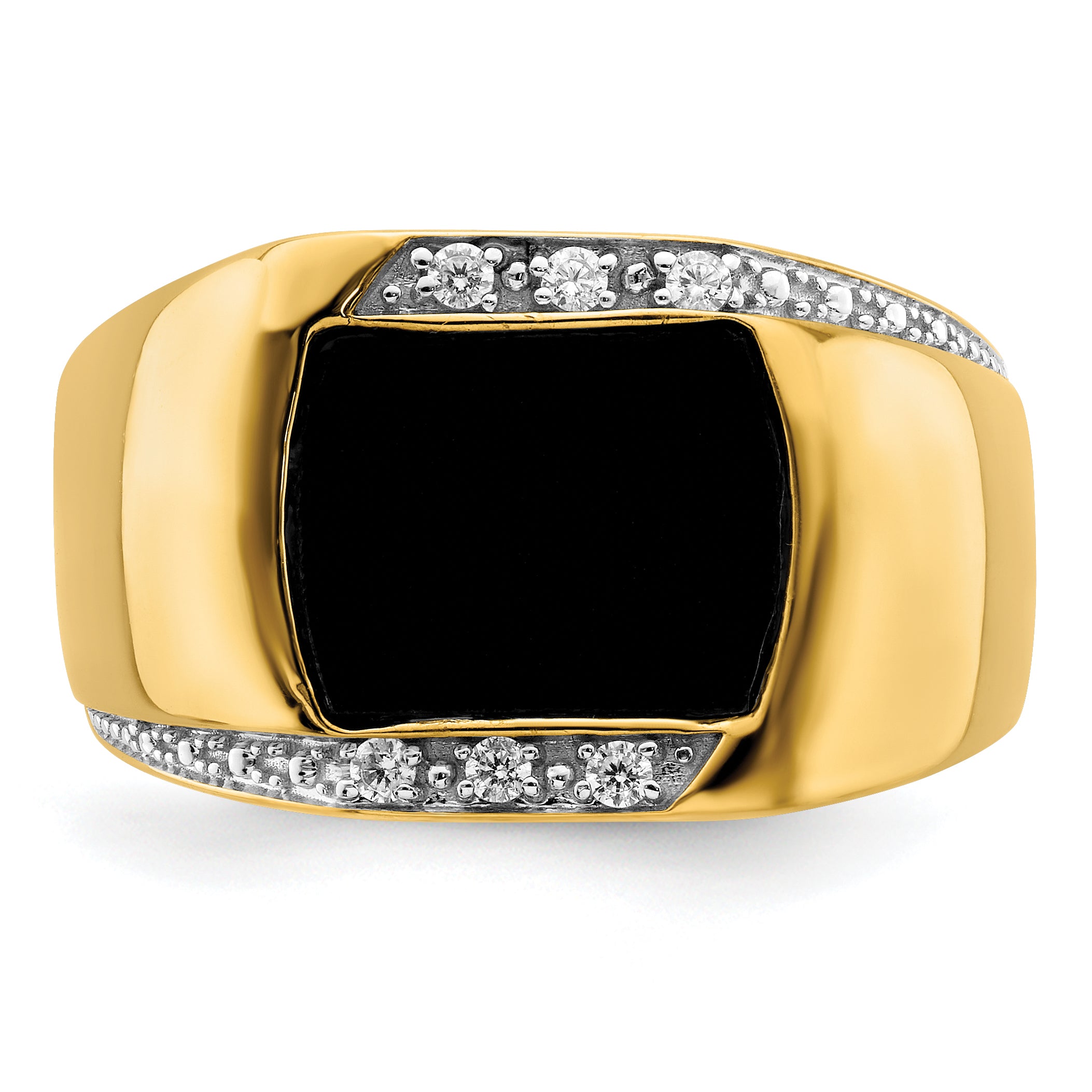 14k Onyx and Diamond Mens Ring
