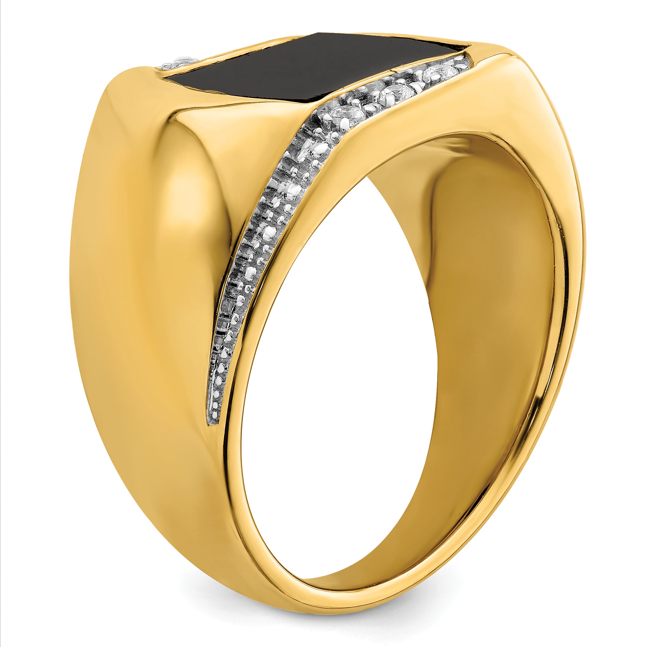 14k Onyx and Diamond Mens Ring