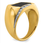 14k Onyx and Diamond Mens Ring