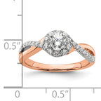 14k Two-tone Rose and White Gold 5/8 carat Lab Grown Diamond VS/SI+ G+ Round Complete Fancy Halo Engagement Ring