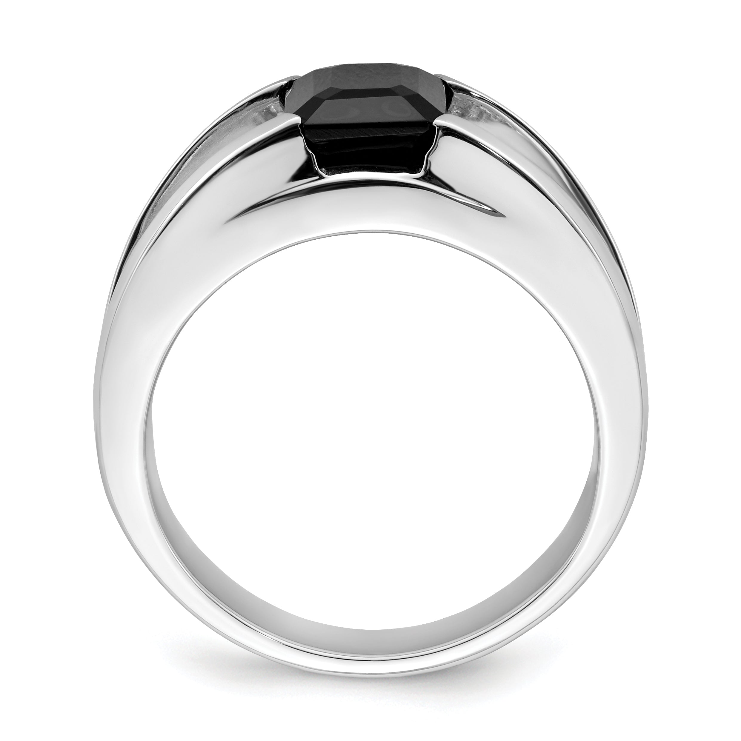 14k White Gold Onyx and Diamond Mens Ring Secondary image