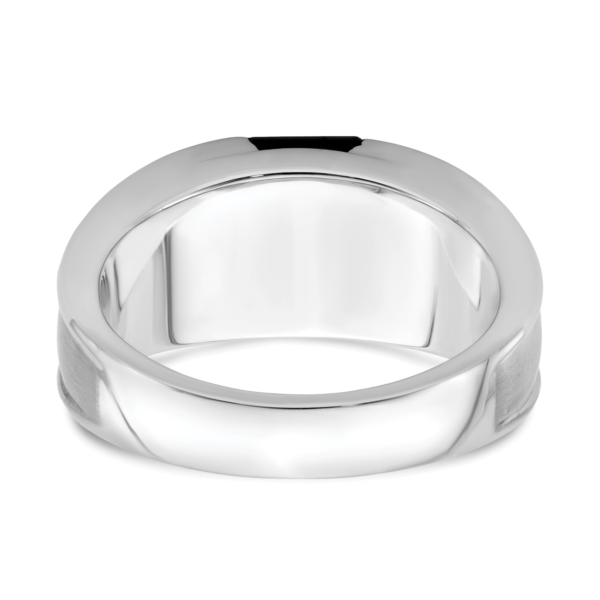 14k White Gold Onyx and Diamond Mens Ring