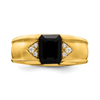 14k Onyx and Diamond Mens Ring