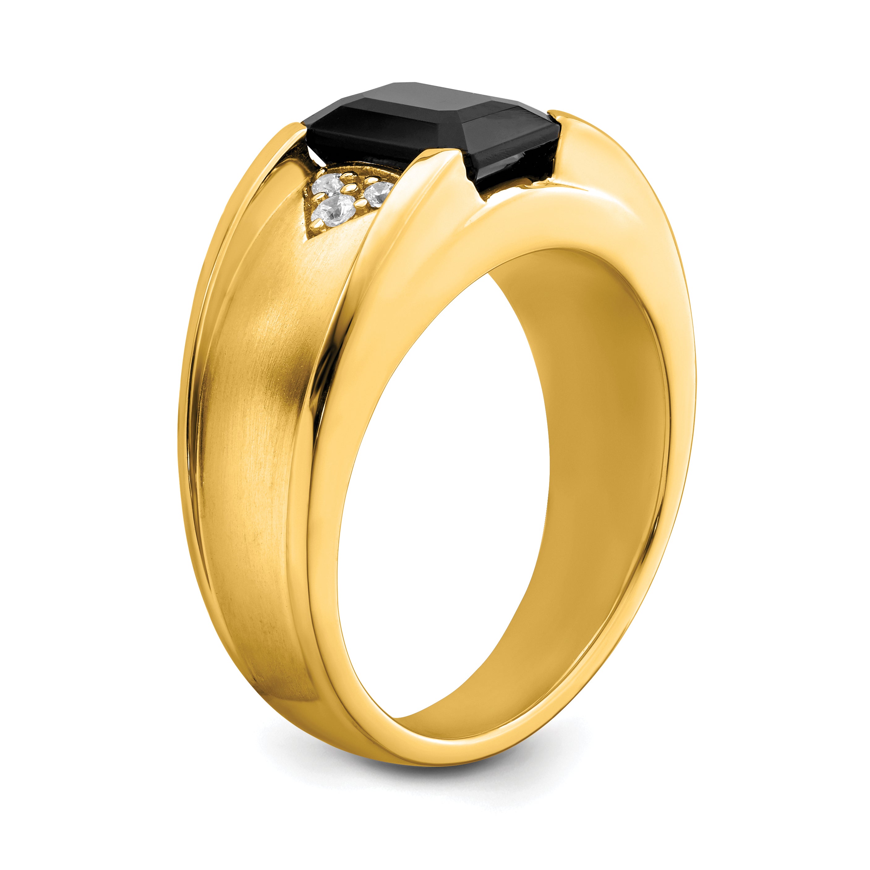 14k Onyx and Diamond Mens Ring