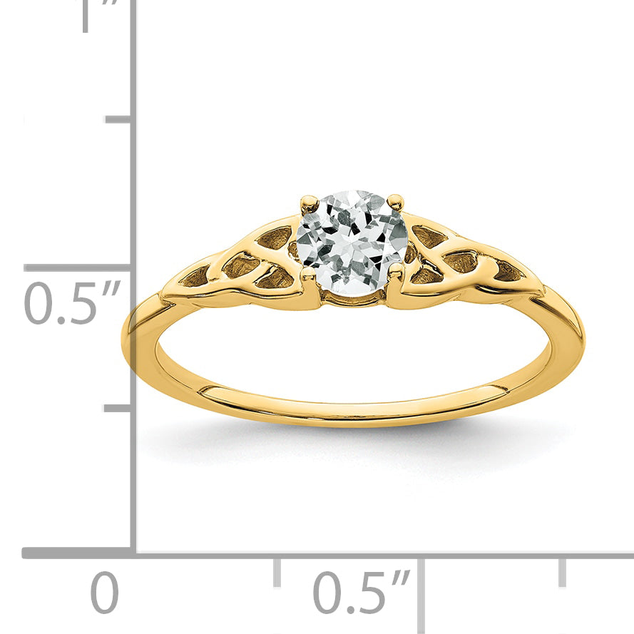 10k White Topaz Celtic Knot Ring