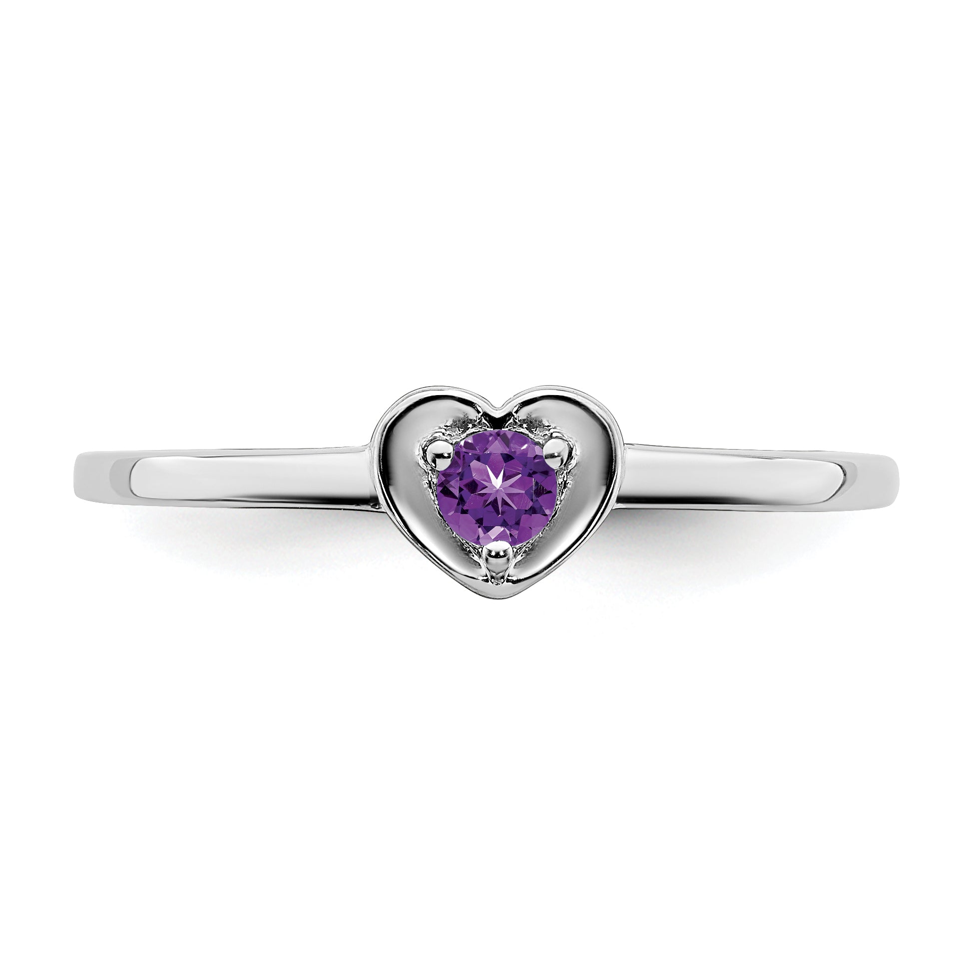 10k White Gold Amethyst Heart Ring